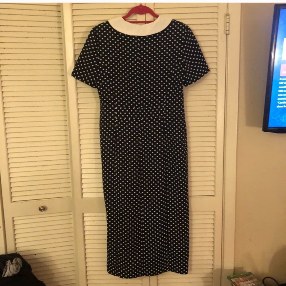 {Sag Harbor VTG} Short sleeve b/w polka dot dress - Picture 7 of 8